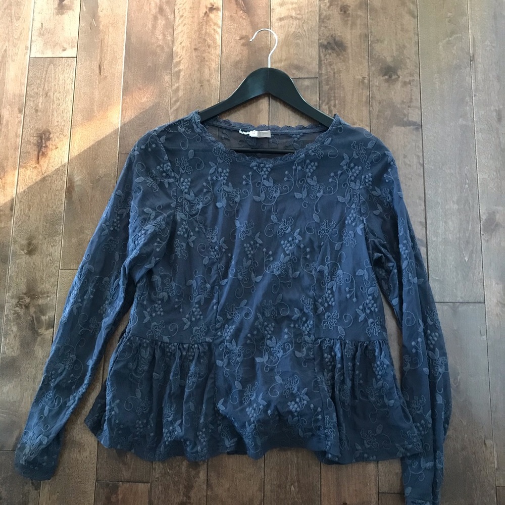 H&M Lace Blouse- Gray- Size L